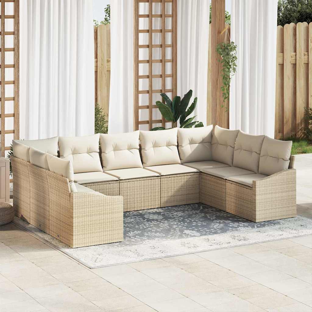 Garten Essgruppe mit Kissen mit Speicher 9 pcs Beige und Creme
